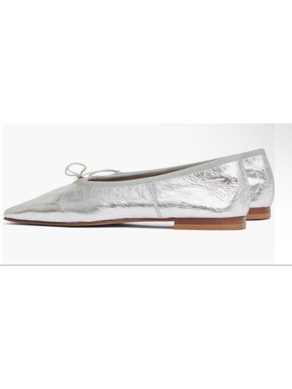 NWT Mansur Gavriel Silver Square Toe Ballerina Flats 37/7 - Picture 4 of 9